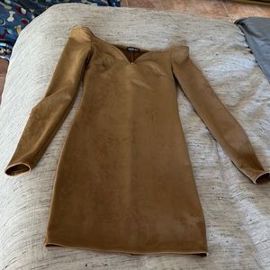 Suede camel fashionnova dress size Medium